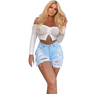 Too Hot to Handle Ripped Denim Shorts